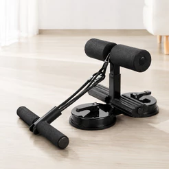 Aparelho Abdominal Multifuncional com Ventosa, Elástico e Apoio para Pés, Ajustável para Exercícios em Casa