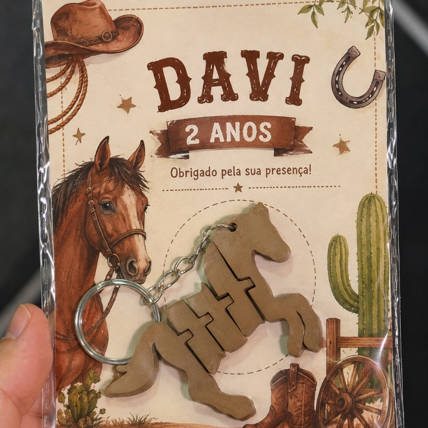 Lembrancinha de Aniversário Chaveiro Personalizado Tema Cavalo | Tag para Chaveiro | Festa Infantil