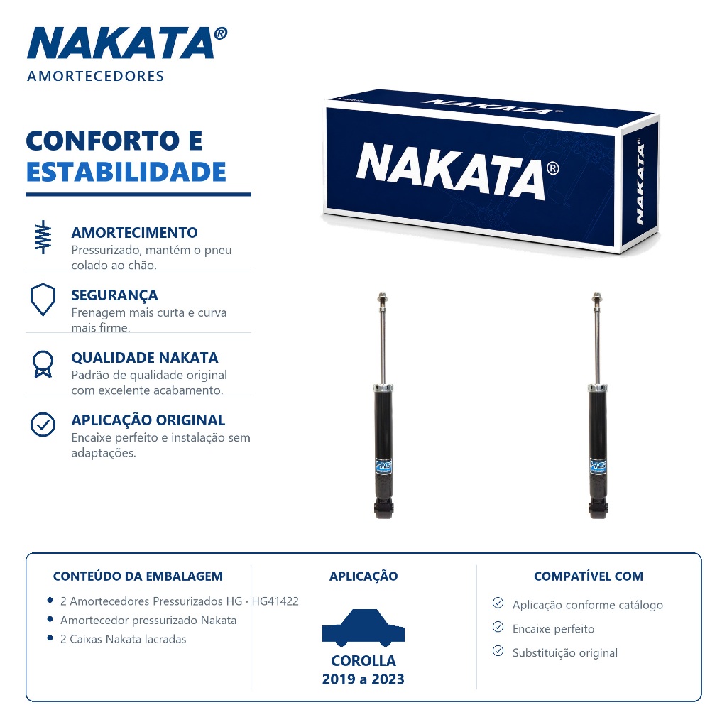 Par Amortecedor Traseiro Corolla 2019 a 2023 Nakata