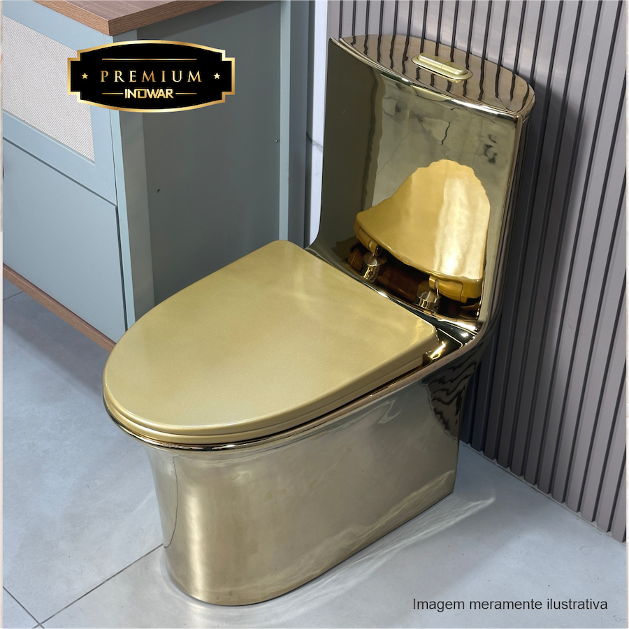 Vaso Sanitário Dourado Monobloco Plezi Inowar Bacia Completa Caixa Acoplada Assento Soft Close Luxo