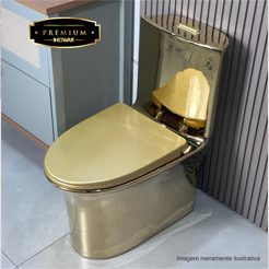 Vaso Sanitário Dourado Monobloco Plezi Inowar Bacia Completa Caixa Acoplada Assento Soft Close Luxo