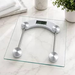 Balança Corporal Transparente Quadrada Digital Até 180kg Com Vidro Temperado Premium + Pilhas Inclusas