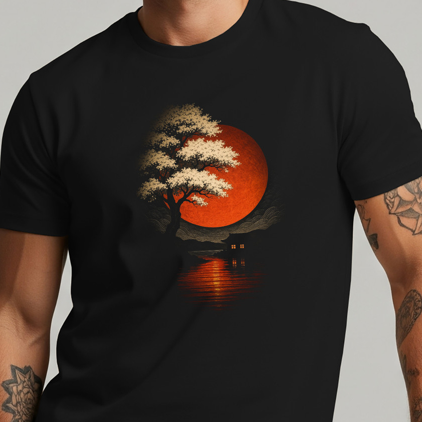 Camiseta Masculina Japonesa Arvore Sakura Japão Oriental 100% Algodão Premium confortavel