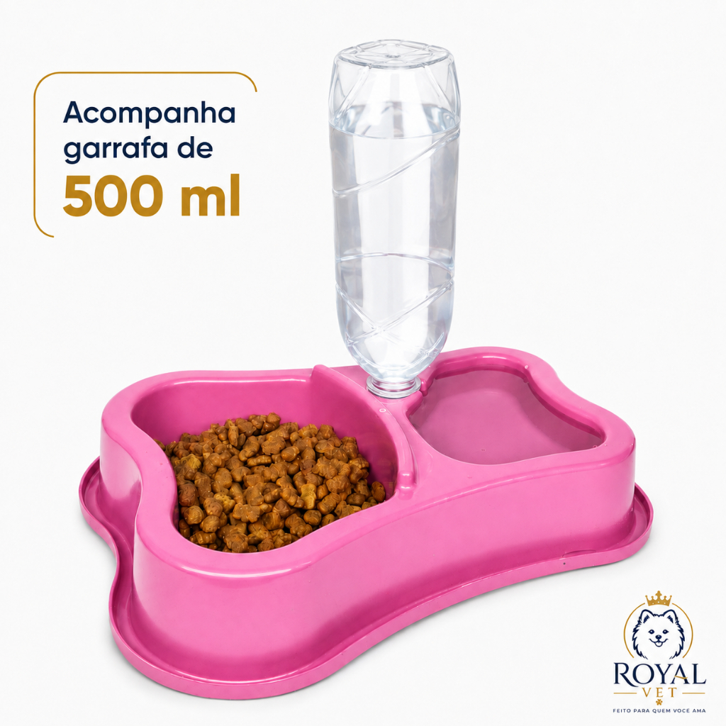 Comedouro Duplo Anti Formiga Pet Bebedouro automático c/ Garrafa cachorro gato Menplast