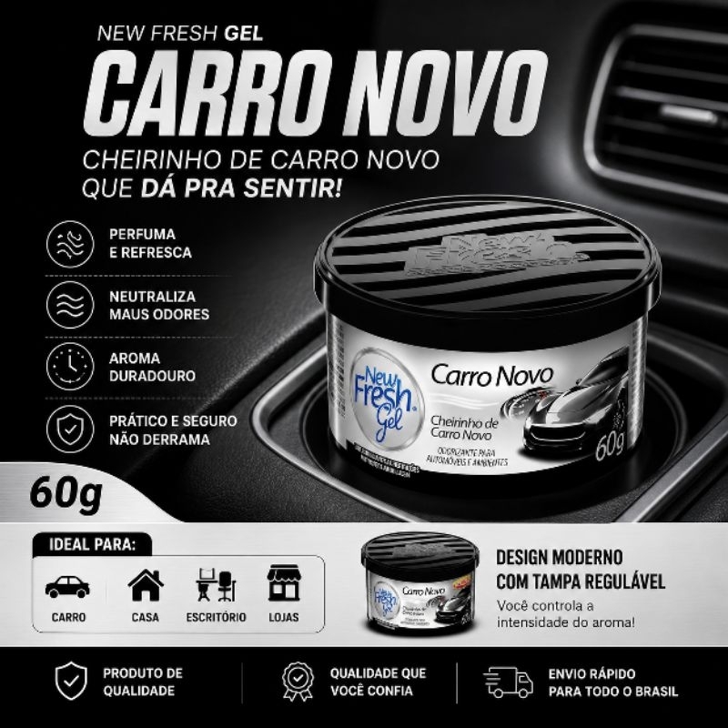 KIT 3 UNIDADES Cheirinho para carro LUXCAR - CARRO NOVO, 60g - fragrância automotiva