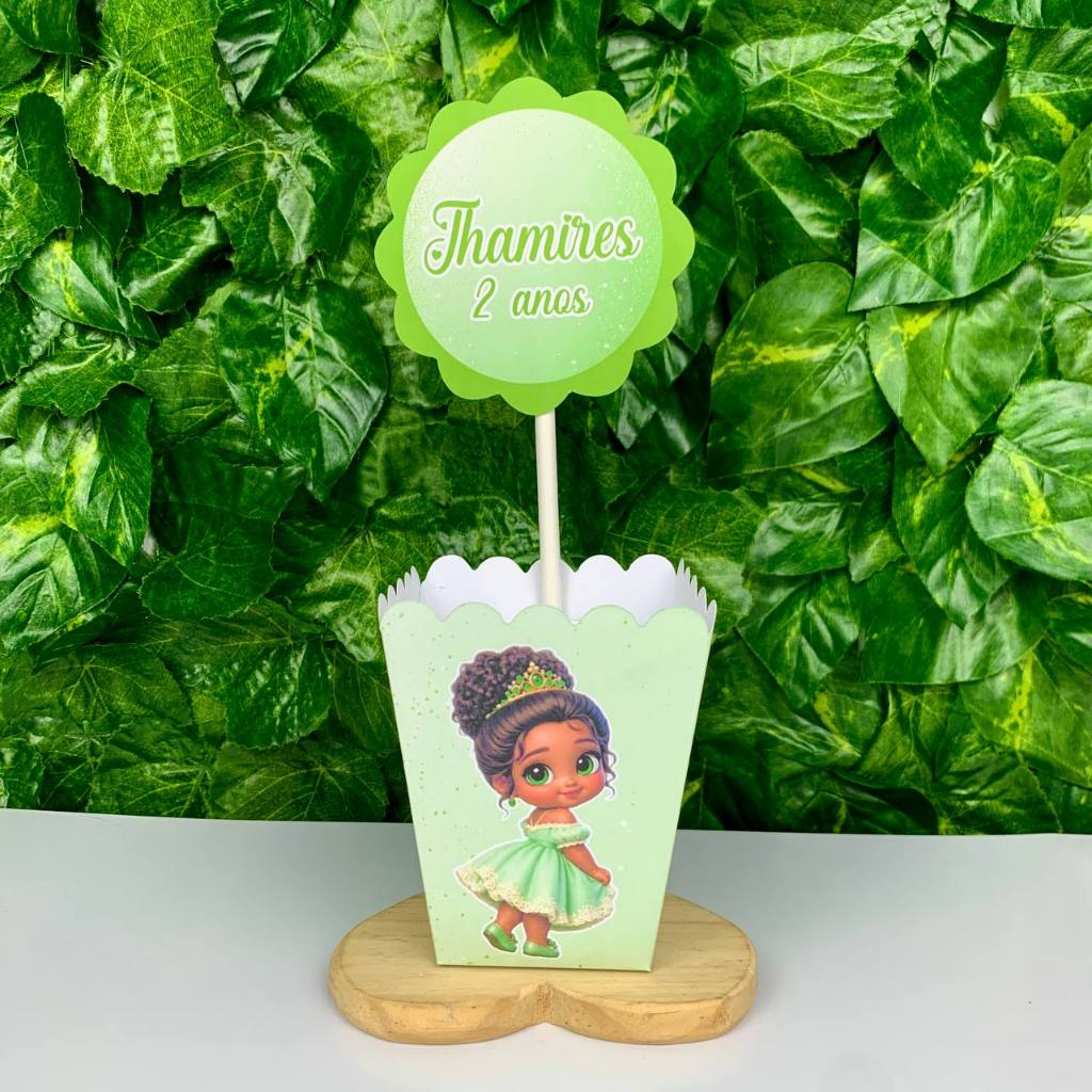 Centro de Mesa Tiana Cute Baby / Cachepô Personalizado A Princesa e o Sapo Lembrancinha para Festa Infantil