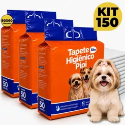Kit 150 Tapetes Higiênicos Descartáveis Fralda Absorvente para Cachorro Pet Adulto e Filhote – 50x60 cm