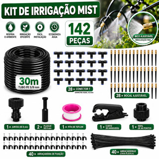 Kit Irrigador Jardim Nebulização Névoa 168 Peças C/ 40m Tubo
