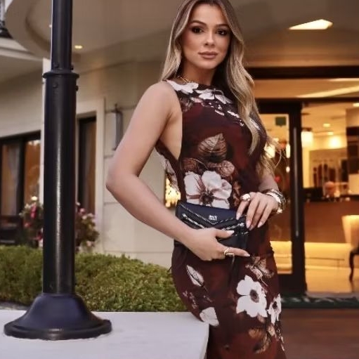 vestido feminino regata tule mídi estampados