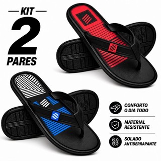 Kit 2 Chinelos sandália Masculino Casual Antiderrapante Leve  Confortável Promoção