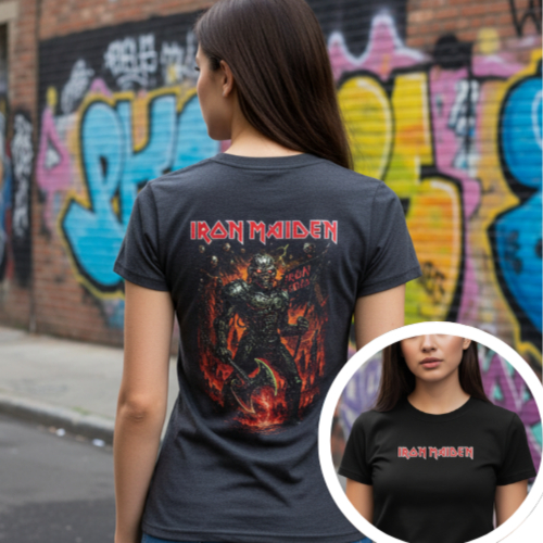 Camiseta Feminina Banda Iron Maiden Algodão Premium