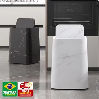 Lixeira Basculante Compacta Mármore – Design Elegante para Banheiro, Lavabo e Cozinha 7litros