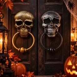 Campainha Decorativa Porta Som Luz Crânio Decoração Enfeite Halloween Bruxa Assustador