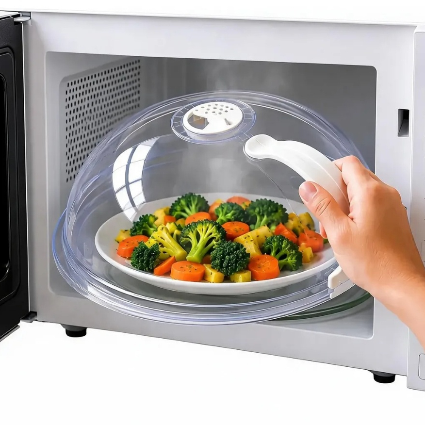 Tampa De Microondas Com Válvula Alça de Plástico Para Alimentos