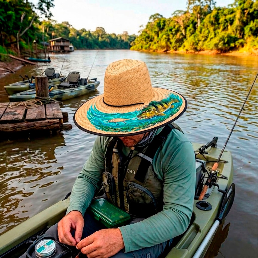 Chapeu De Palha Pescador Fishing Pesca Esportiva Aba Grande