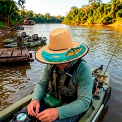 Chapeu De Palha Pescador Fishing Pesca Esportiva Aba Grande