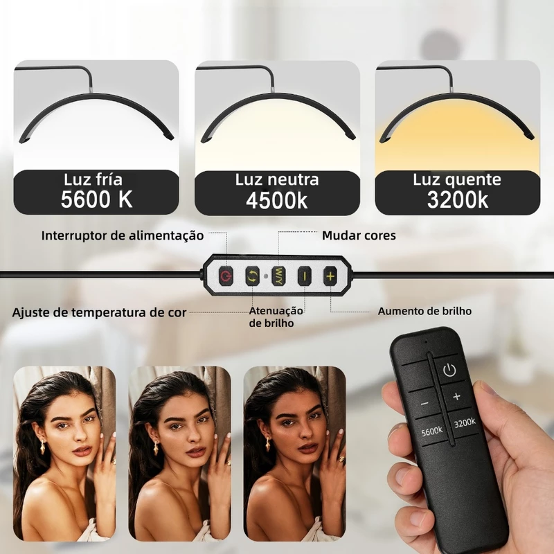 Luminária Meia Lua Estética para Mesa 3 Tons Ajustável Bivolt 110/220V — foto 4