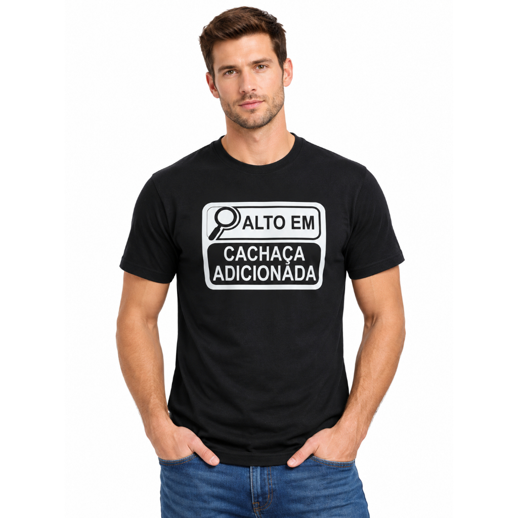 Camiseta Masculina Estampada Verão -  Com Frase Alto Teor Em Cachaça