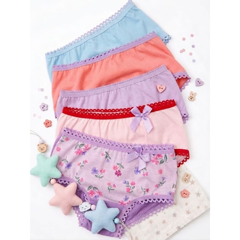 Kit 5 Calcinhas Meninas Infantil 100% Algodão  Conforto Diário