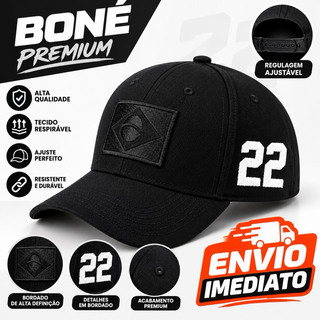 Boné Brasil 22 Bordado com Bandeira Brasileira Aba Curva Ajustável Unissex ENVIO - IMEDIATO