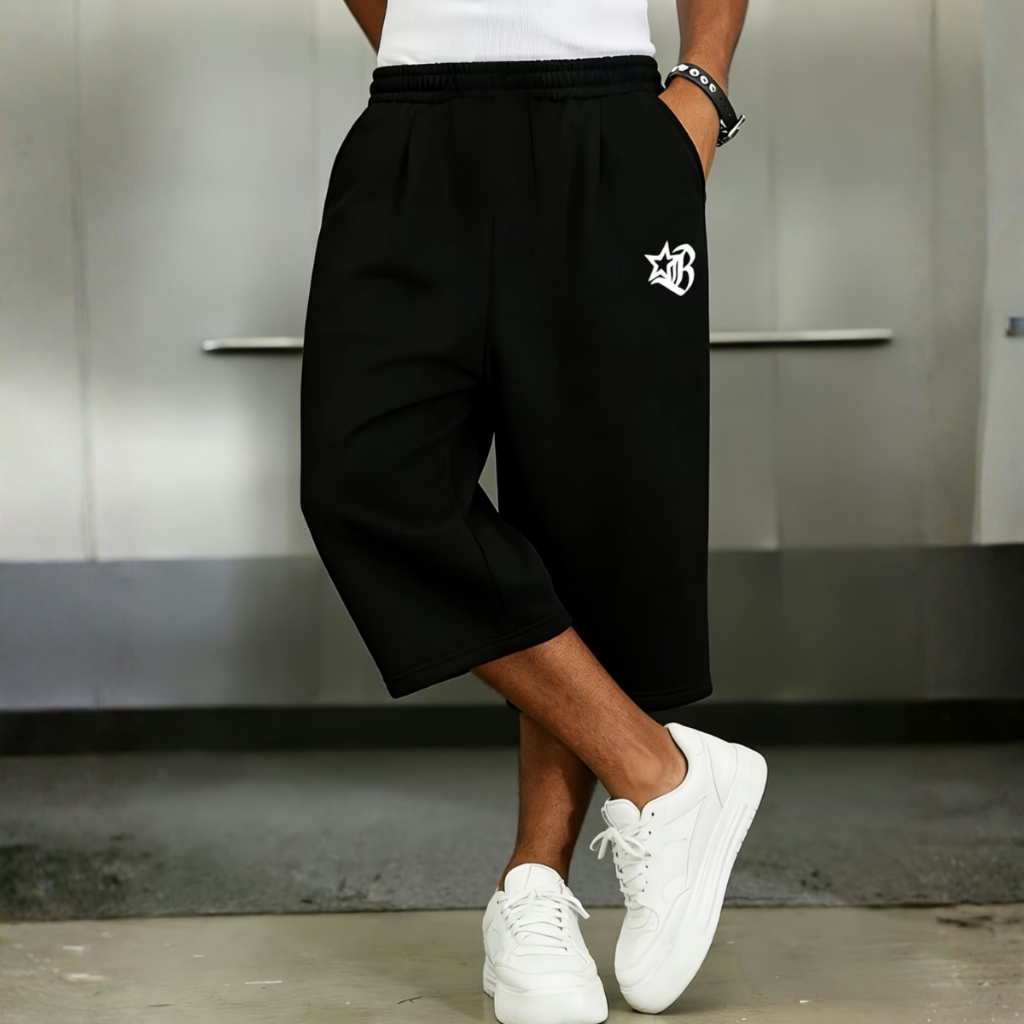 Bermuda Baggy Masculina Estampada Moletom Oversized Streetwear Confortável