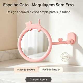Espelho de Parede Articulado Redondo para Maquiagem Banheiro Quarto Decorativo Rosa Bege