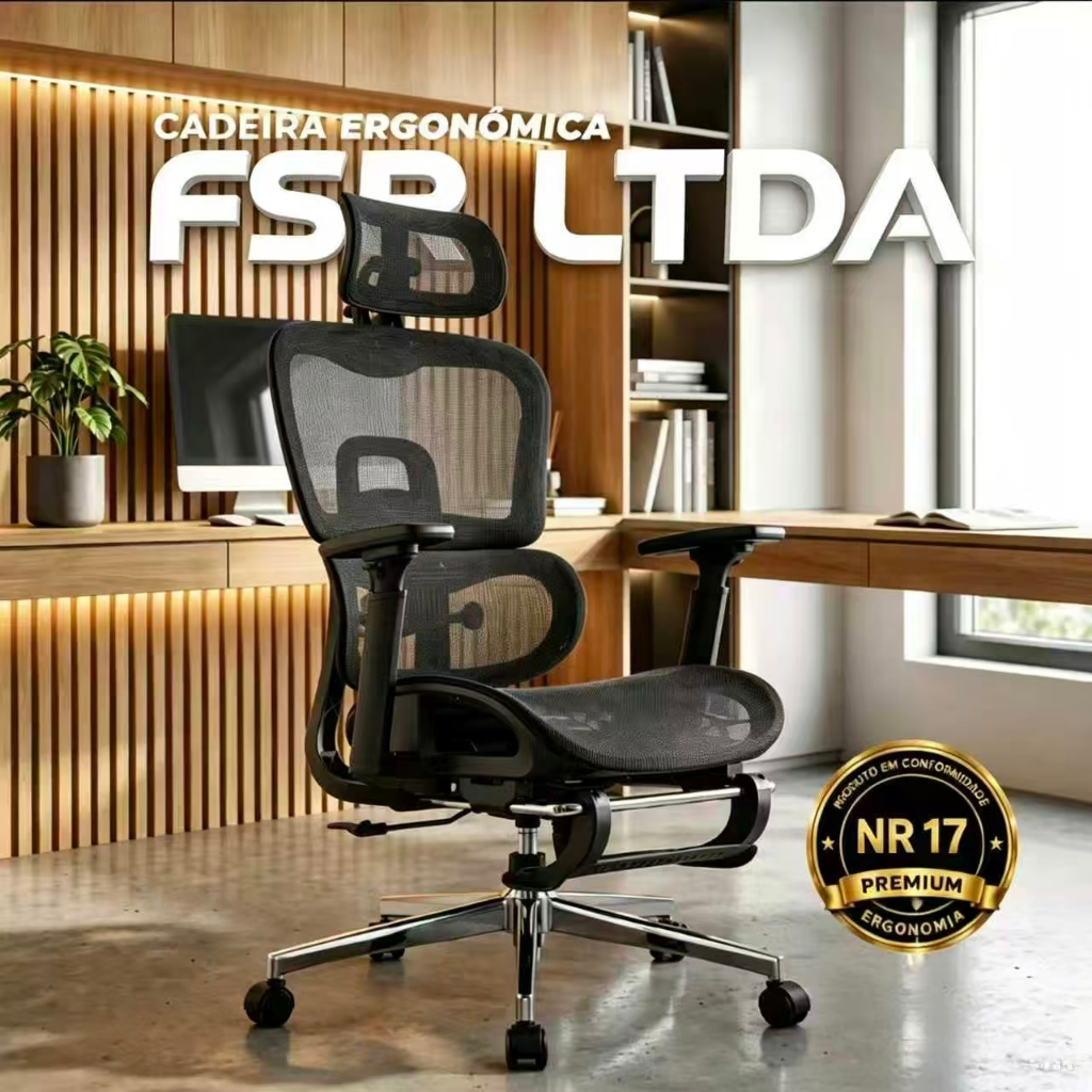 Cadeira Ergonômica Escritório Gamer Apoio Lombar Adaptativo Tecido Respirável E Ajuste De 3 Alturas Suporta Até 300kg