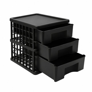Gaveteiro Organizador 3 Gavetas para Escritório, Papelaria e Documentos A4 – Preto
