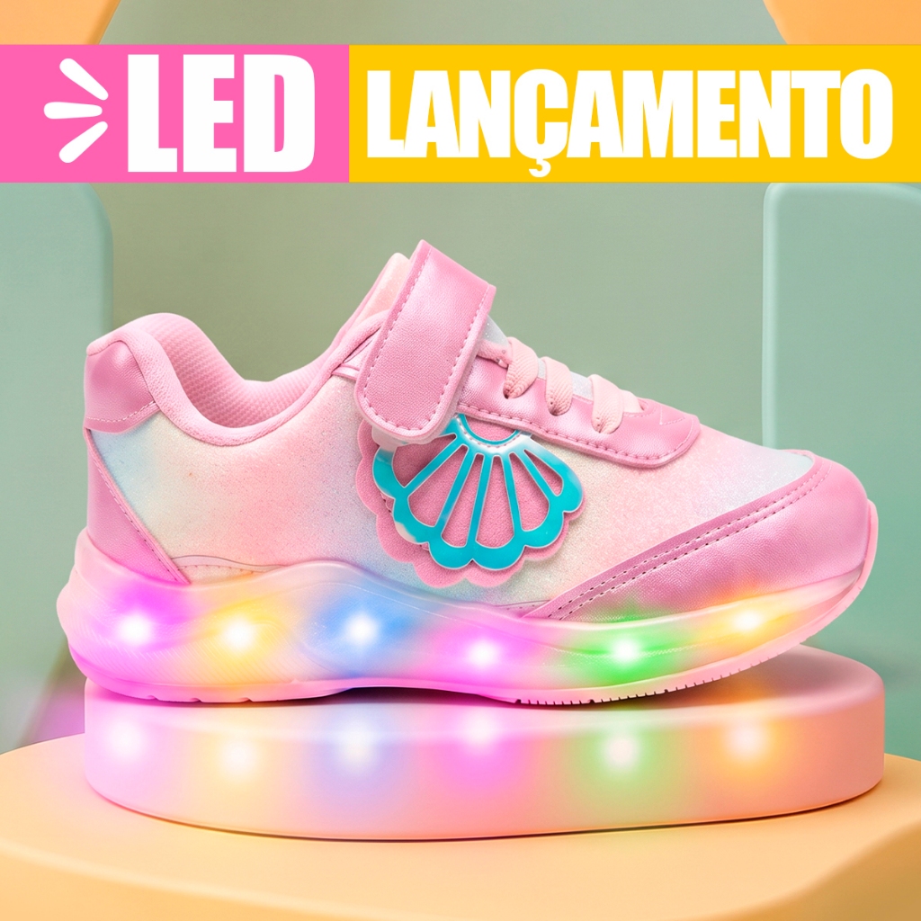 Tenis Infantil Menina Feminino Led Pisca Pisca Luz Club Happy