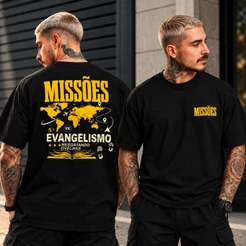 Camisa Camiseta Cristã Missões Evangelismo 100% Algodão Gola Redonda Blusa Evangélica Fé Streetwear Manga Curta Gospel