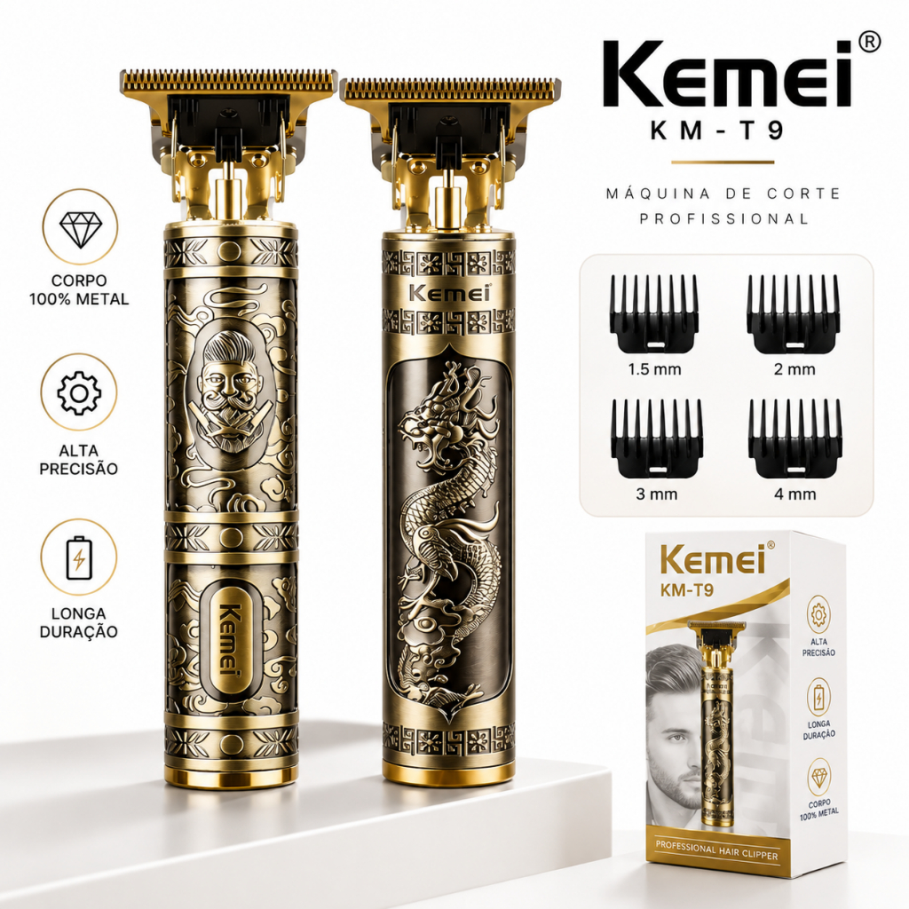 Máquina Kemei Barbear Aparador Metal Profissional barbeador acabamento cortar cabelo Sem Fio Portátil