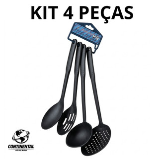 Kit 4 Utensílios Cozinha Colher Concha e Escumadeiras