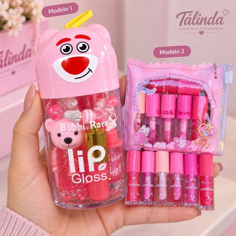 Caixinha 6 Mini Gloss Mágico e Acessórios - Lua e Neve e Bobbi Rara - Disponível em 2 Modelos