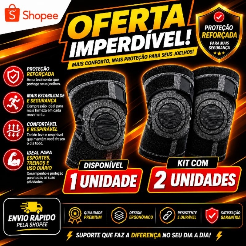 🏃🏻‍♂️Joelheira Esportiva Elástica de Compressão Masculina e Feminina Basquete Voleibol Esporte🏃🏻‍♀️