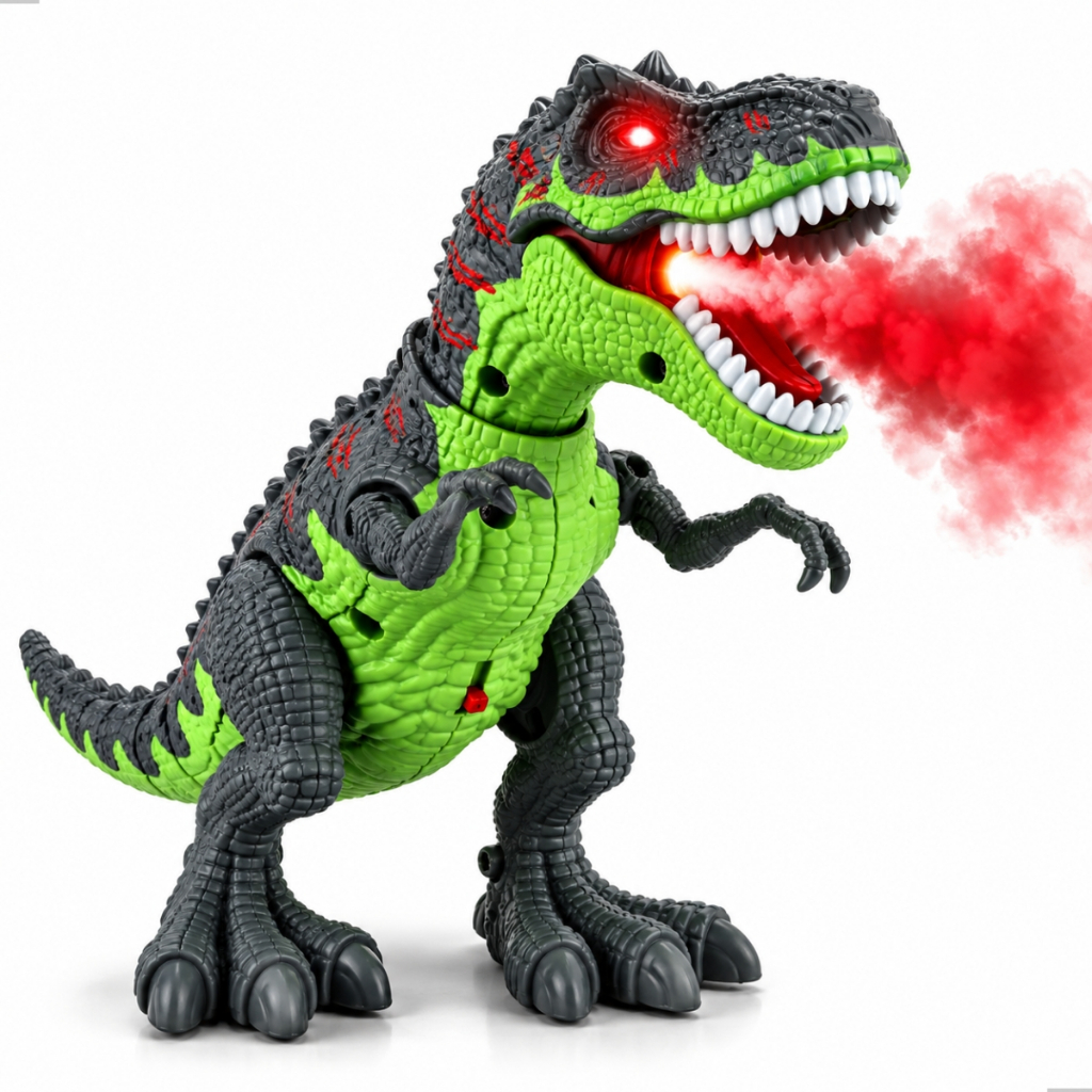 Dinossauro Que Solta Fumaça e Anda T-Rex Robô Brinquedo com Som Rugido Luz Led Articulado Infantil Pratitudo Toys
