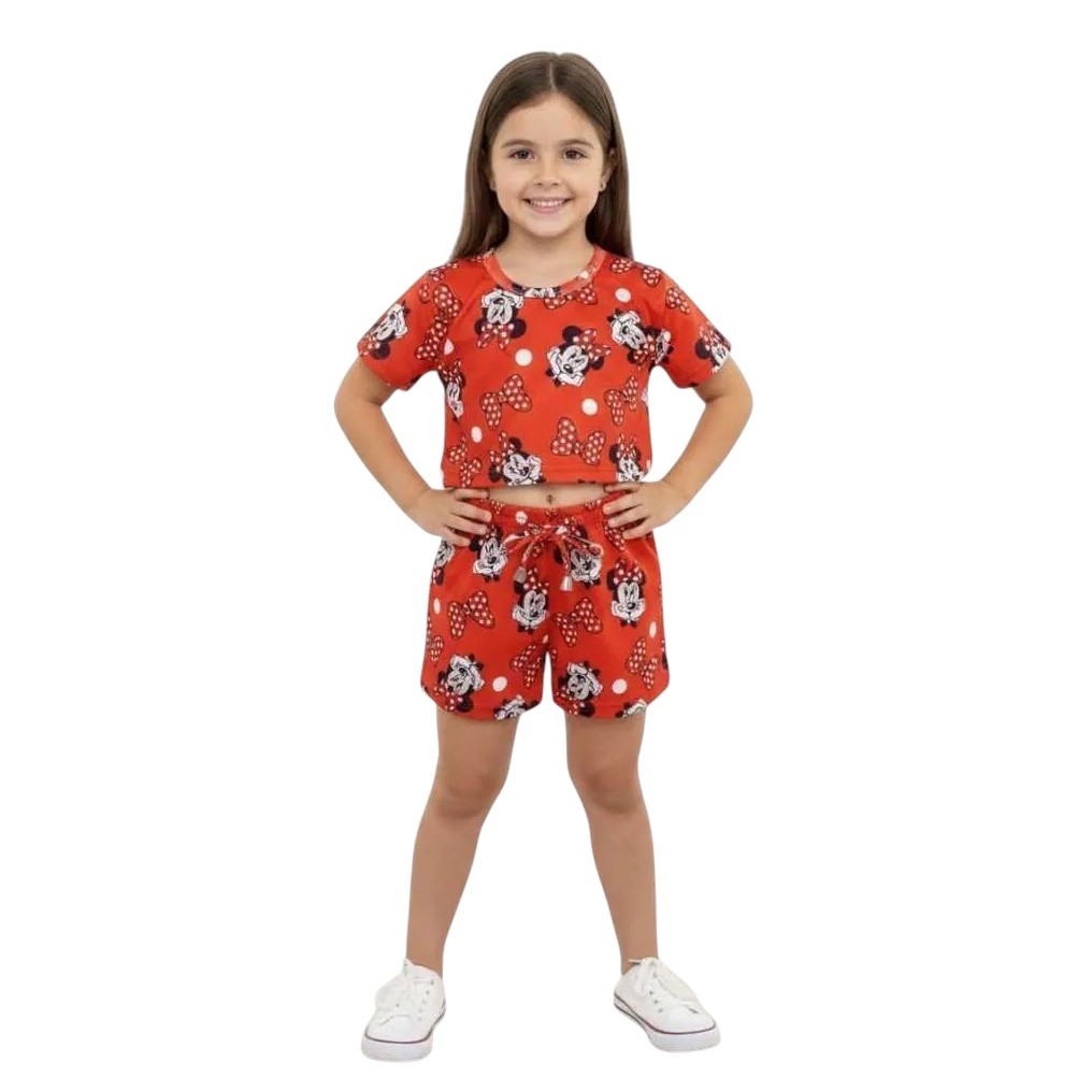 Conjunto verão infantil de  menina temático da Minnie