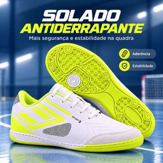 Chuteira Profissional Infantil Menino Futsal Quadra Salão Bico de COURO Palmilha SOFT Colada Costurada