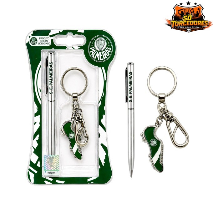 KIT PRESENTE PALMEIRAS CANETA E CHAVEIRO CHUTEIRA - OFICIAL