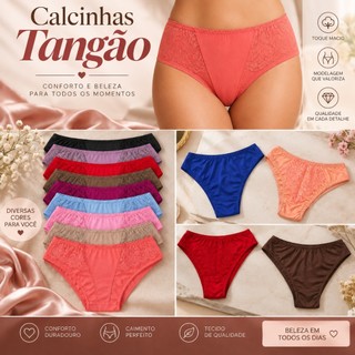 Calcinha Tangão Kit 3 Peças Microfibra Renda Lateral Forro de Algodão G 42 ao 44