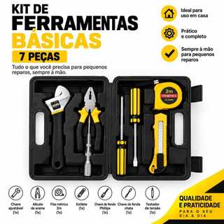 Kit Ferramentas Básicas 7 Peças Multiuso Completa Maleta