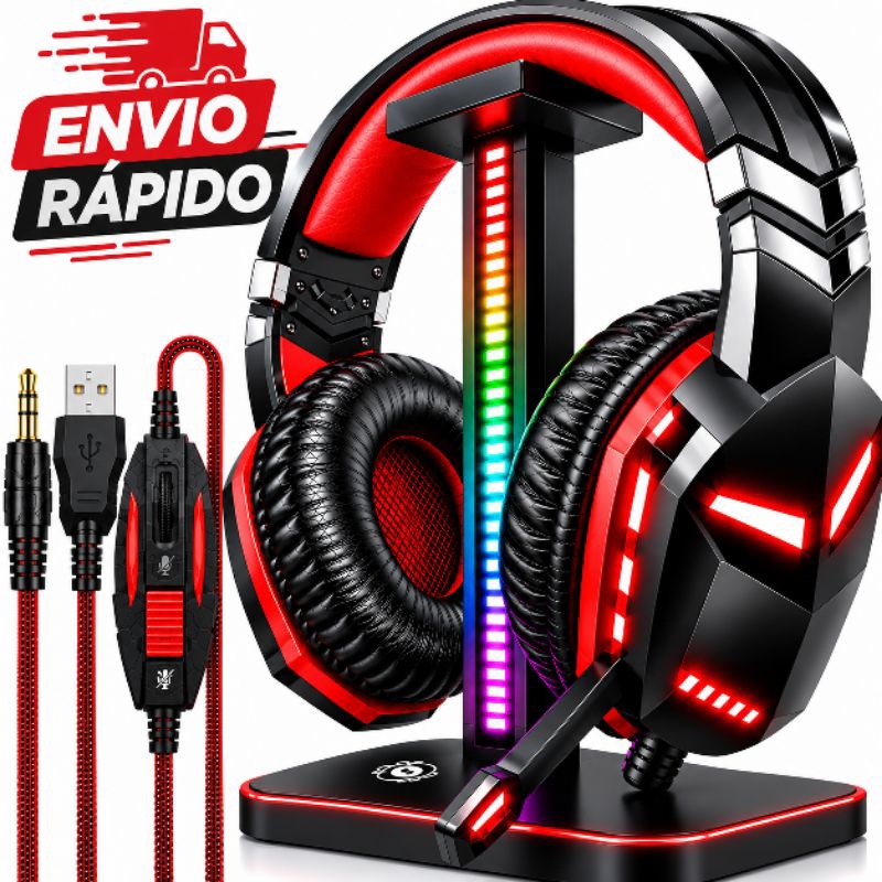 Headset Fone Gamer LED RGB, PS4, PS5, XBOX, Tablet, Pc, Notebook,Gamer