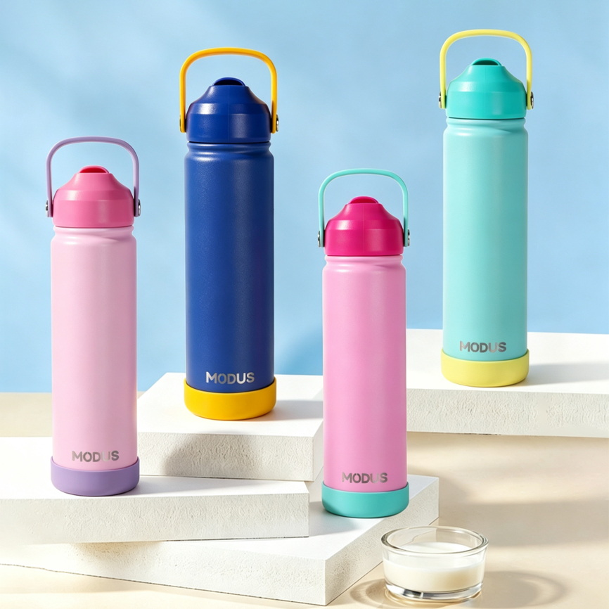 MODUS Garrafa térmica inox 720ml com capa protetora de silicone BPA livre, resistente e segura para uso diário