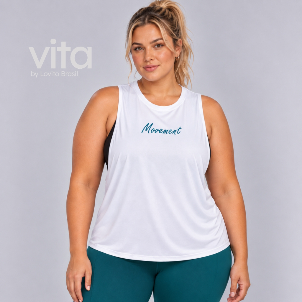 Lovito Regata Esportiva Feminina Moda Plus Size PKB1453BRL1483