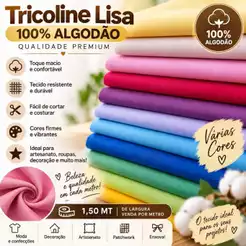 Tecido Tricoline Liso 100% algodão (25 CM POR 1,40 MT LEVANDO ACIMA DE 2 UNIDADES VAI SEM CORTES).