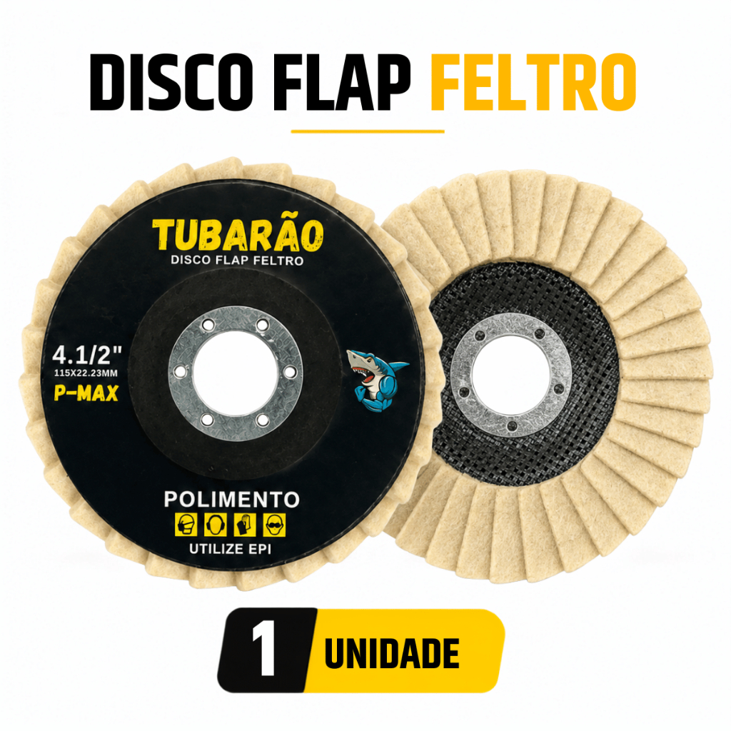 Disco Flap Feltro Polimento Inox 4.1/2" 115mm - Tubarão