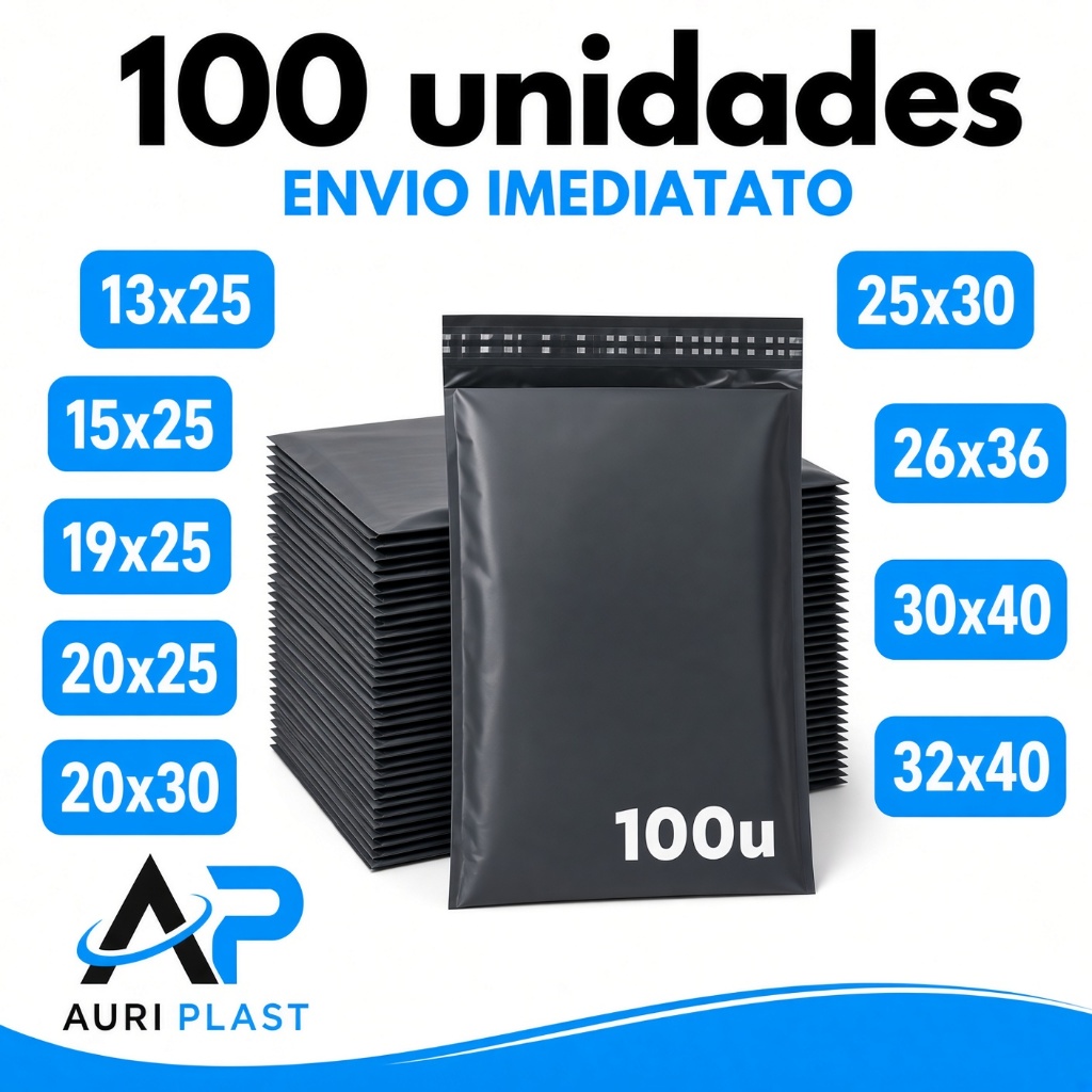 Envelope de Segurança Preto 100un 20x25 20x30 Impermeável Lacre Forte