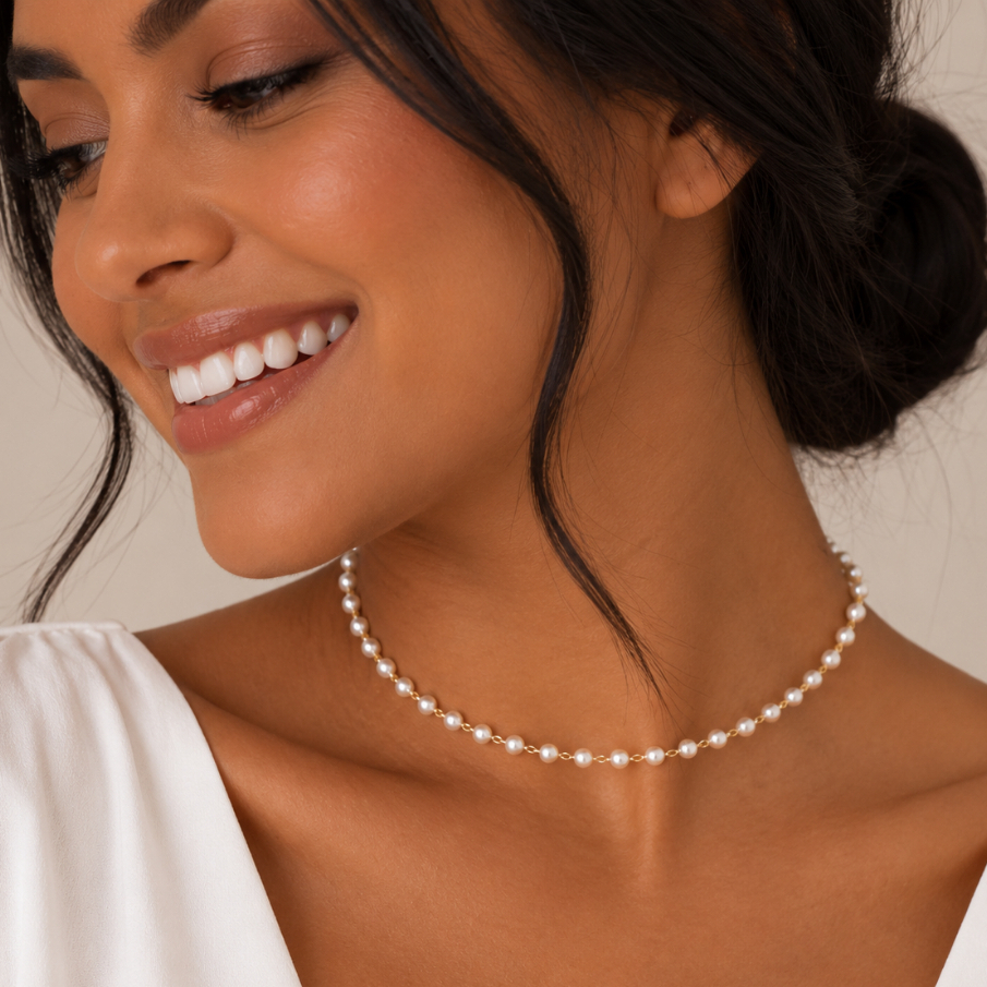 Colar de Pérola, Colar, Chocker branca, Feminino, Unissex, Gargantilha de pérolas, elegante