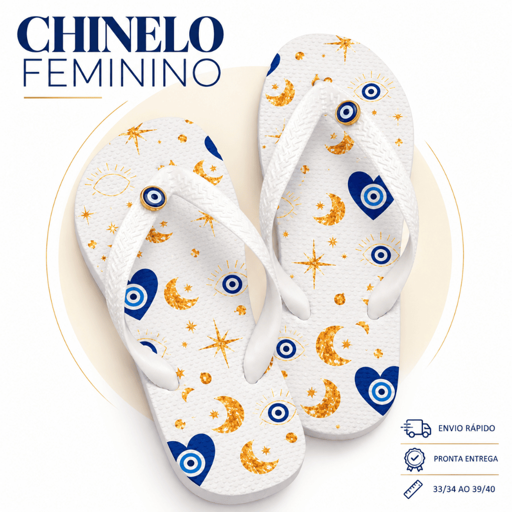 Chinelo Feminino de Borracha Estampado Confortável Macio Antiderrapante Resistente Leve 33/34 a 39/40