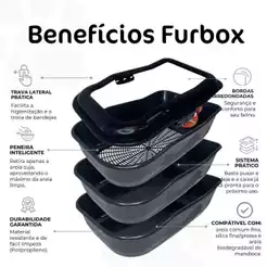 Caixa Areia Furbox Bandeja Banheiro Gato Grande Peneira Alta Funda Sanitário Inteligente Durapets