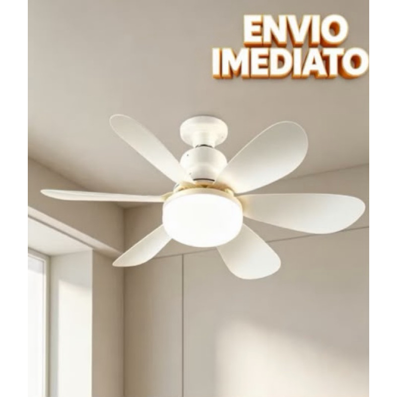 Ventilador de teto com luz silencioso controle remoto 6 pás econômica instalação Fácil Led Bivolt